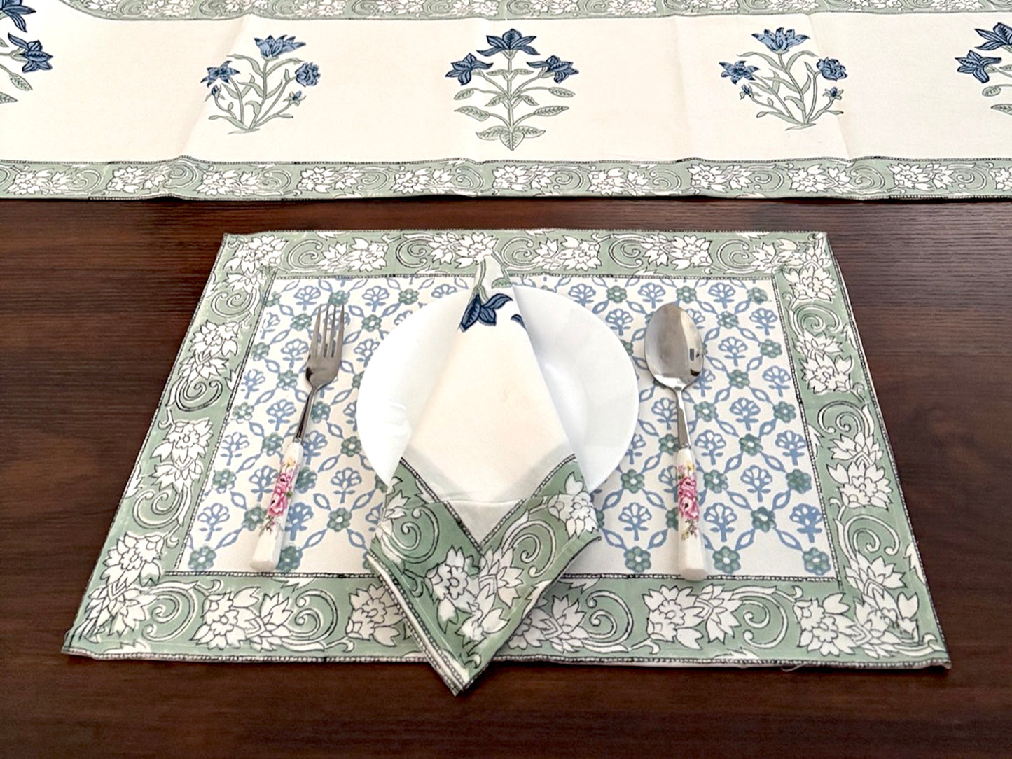 Hand Blockprinted Dining mats Napkin Runner set
