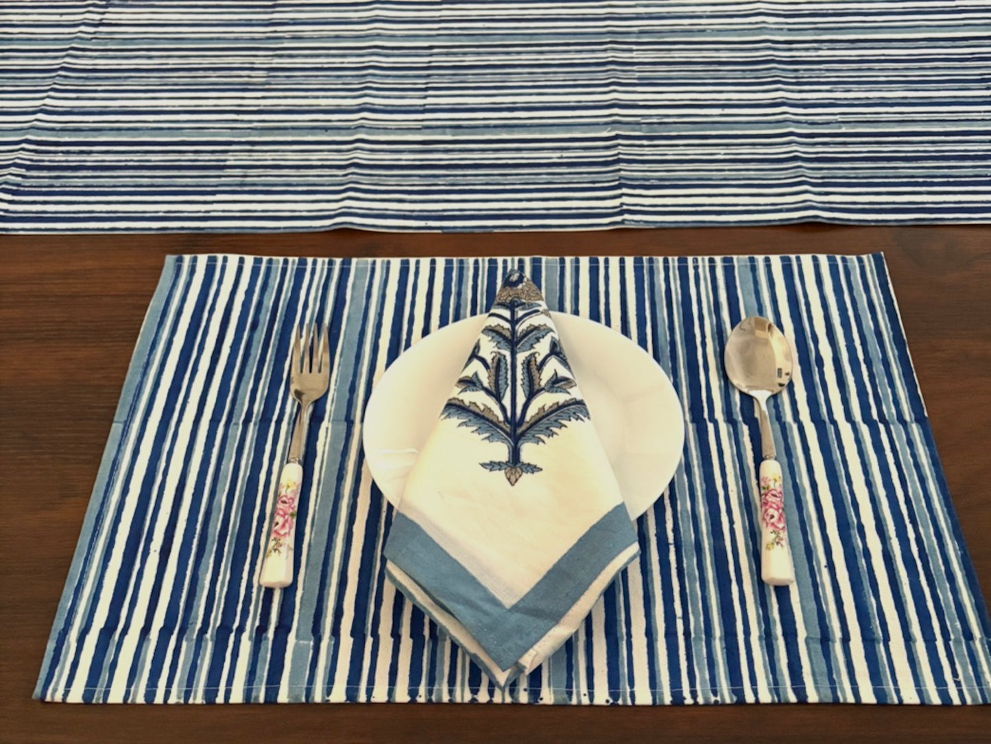 Hand Block printed Dining mats Napkin Runner set