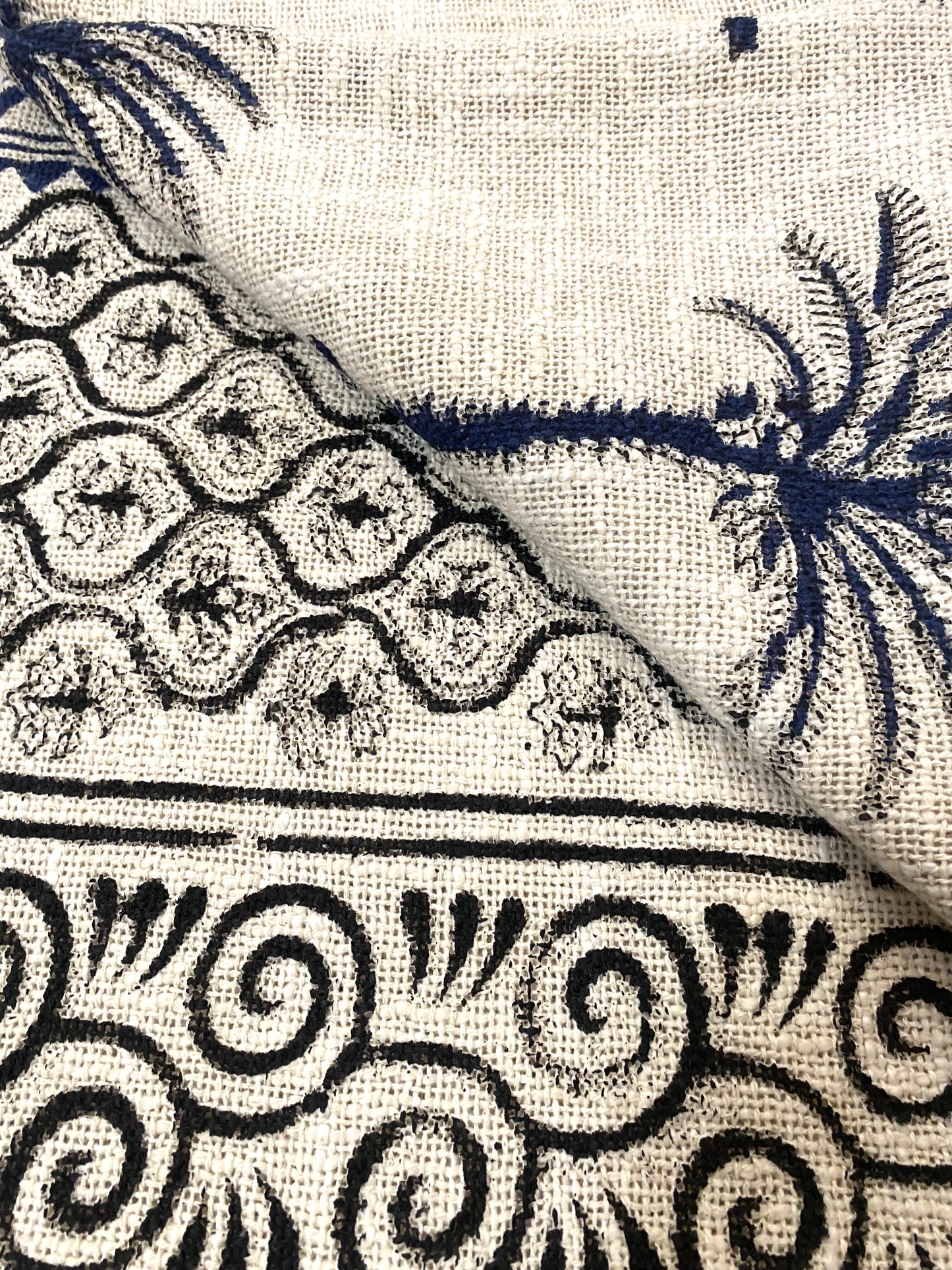 Hand Blockprinted Cotton Sofa Throws - Palm Tree Blue