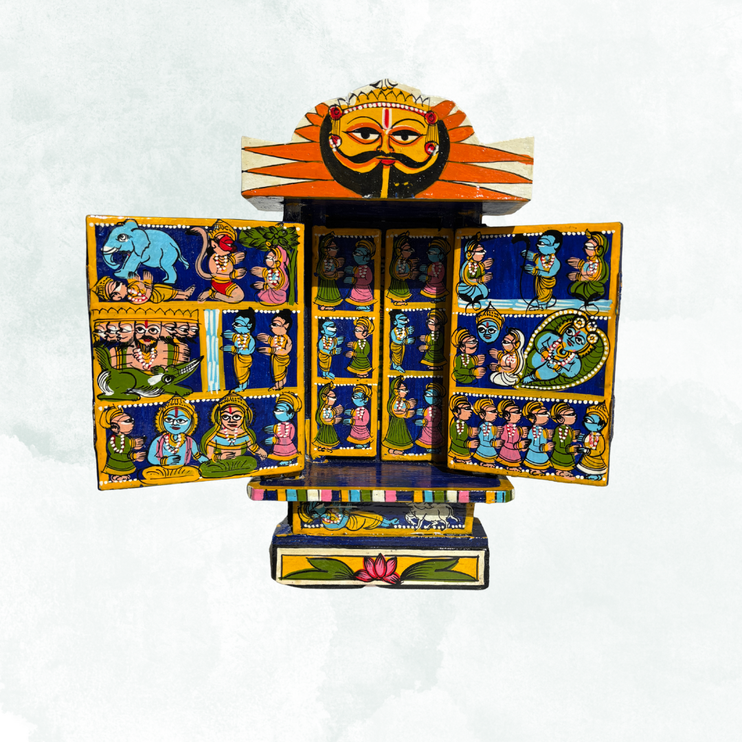 Rajasthani Kaavad Art | 11 inches | Blue Colour | Ram Krishna Leela