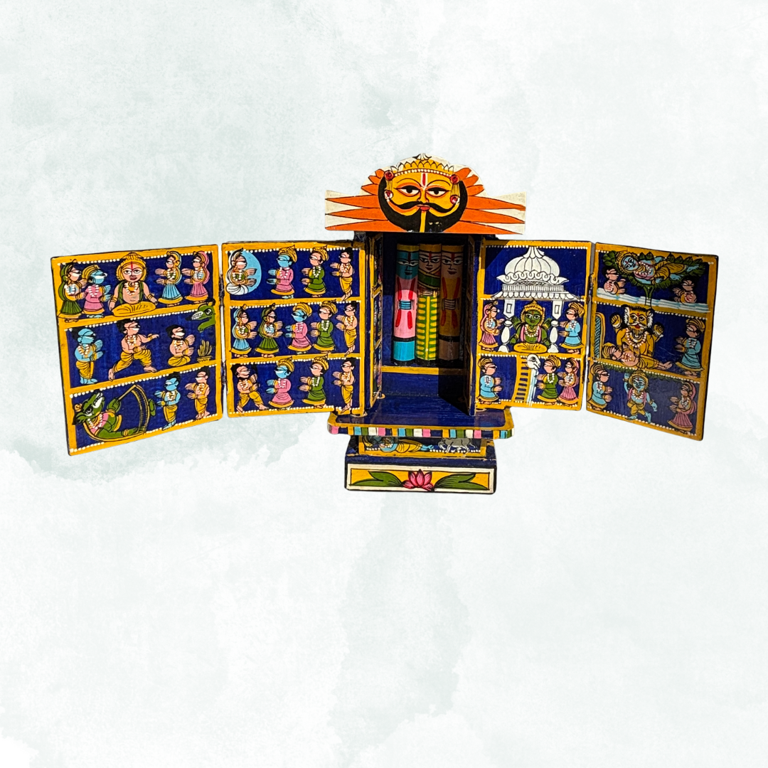 Rajasthani Kaavad Art | 11 inches | Blue Colour | Ram Krishna Leela