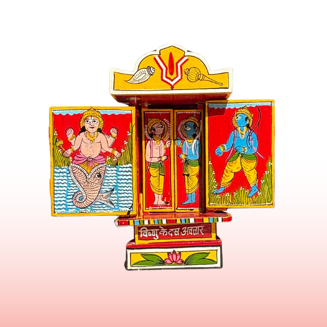 Rajasthani Kaavad Art | 11 inches | Red Colour | Dashavtaar