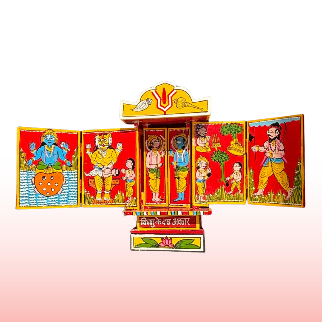 Rajasthani Kaavad Art | 11 inches | Red Colour | Dashavtaar