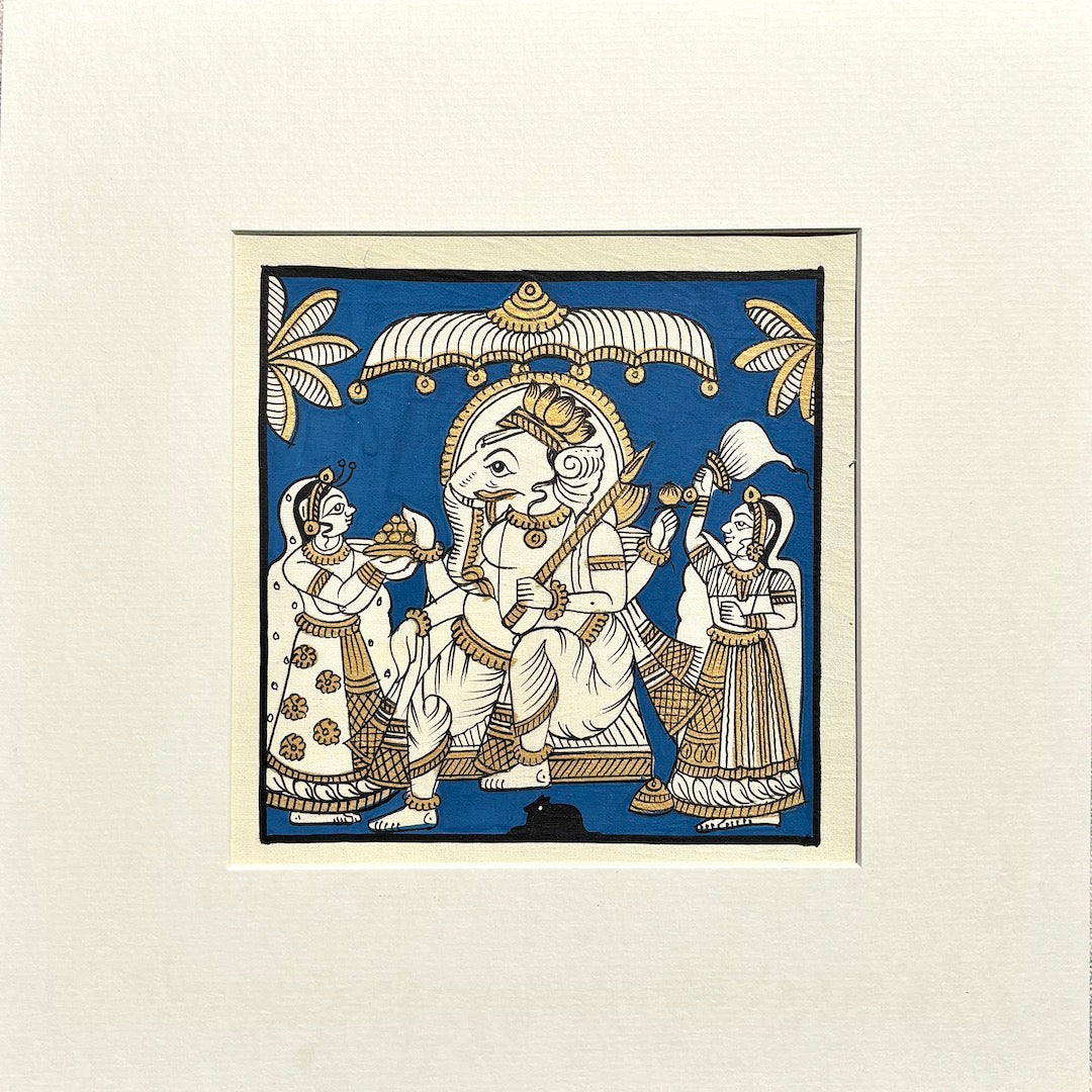 Phad Painting from Rajasthan | Handpainted | Natural Colors | Navy Blue | 5.5 x 5.5 inch