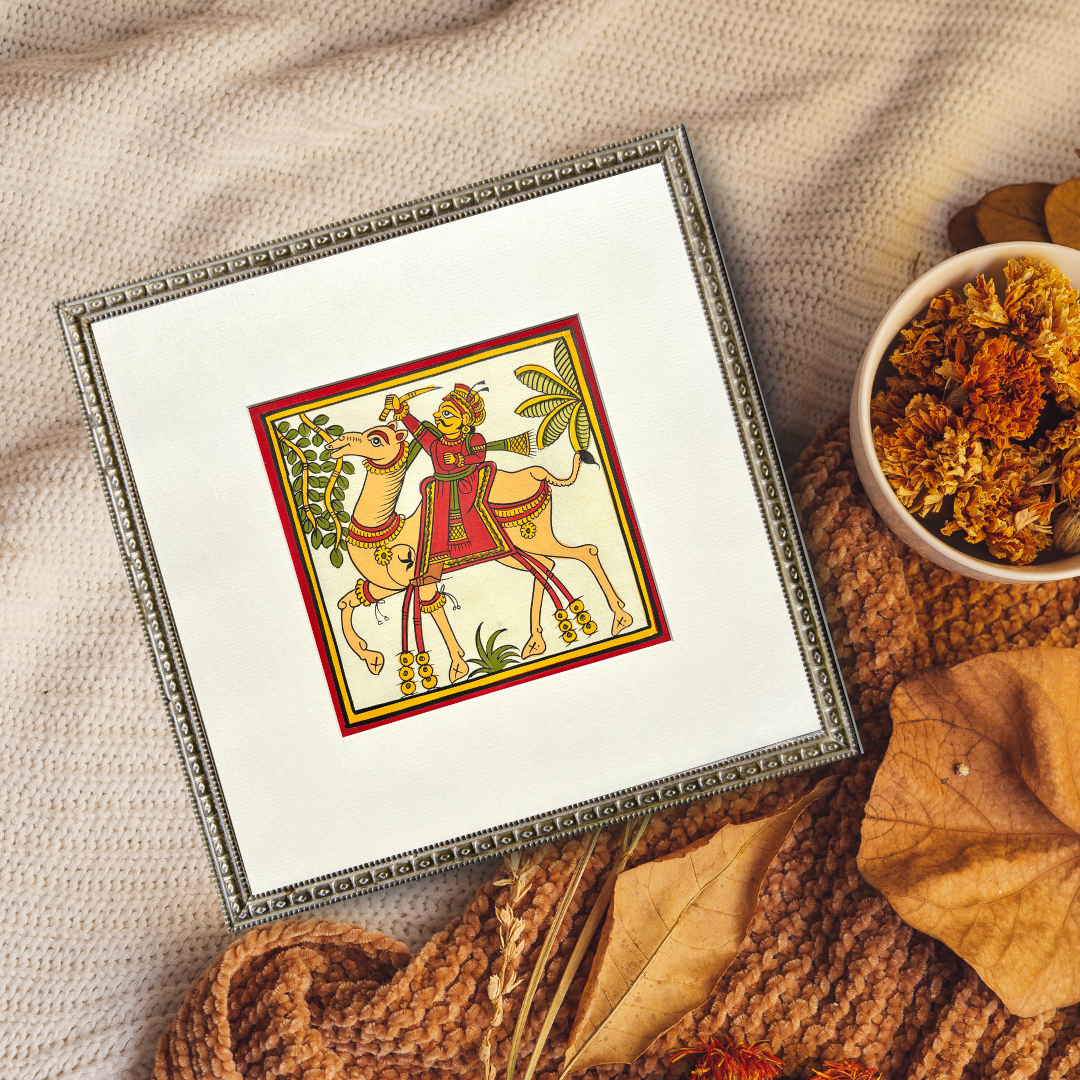 Phad Painting from Rajasthan | Handpainted | Natural Colors | Multicolour | 5.5 x 5.5 inch