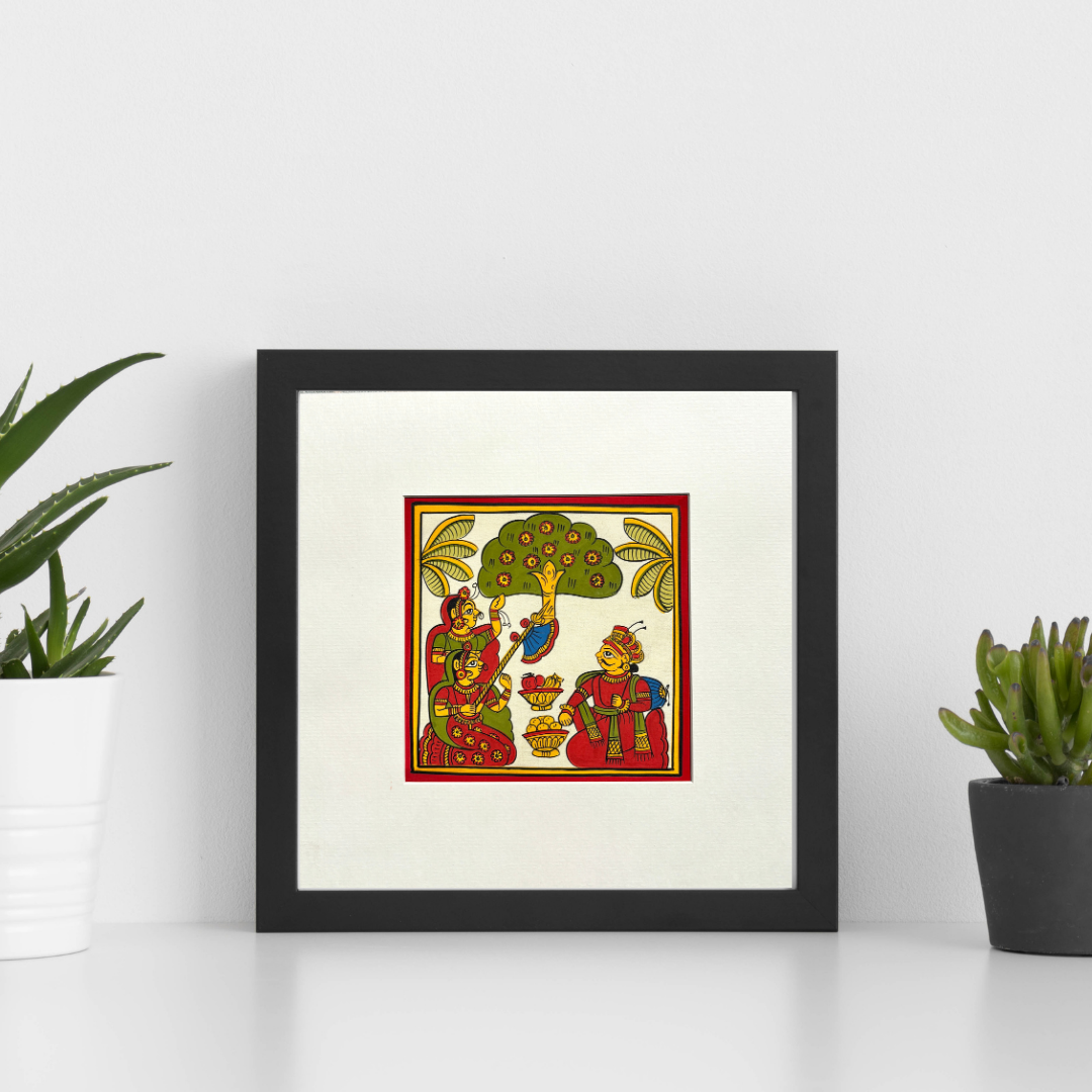 Phad Painting from Rajasthan | Handpainted | Natural Colors | Multicolour | 5.5 x 5.5 inch