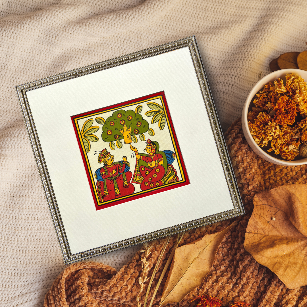Phad Painting from Rajasthan | Handpainted | Natural Colors | Multicolour | 5.5 x 5.5 inch