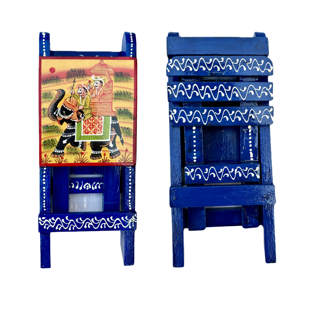 Wooden Hand painted Mobile Chair Stand | Blue
