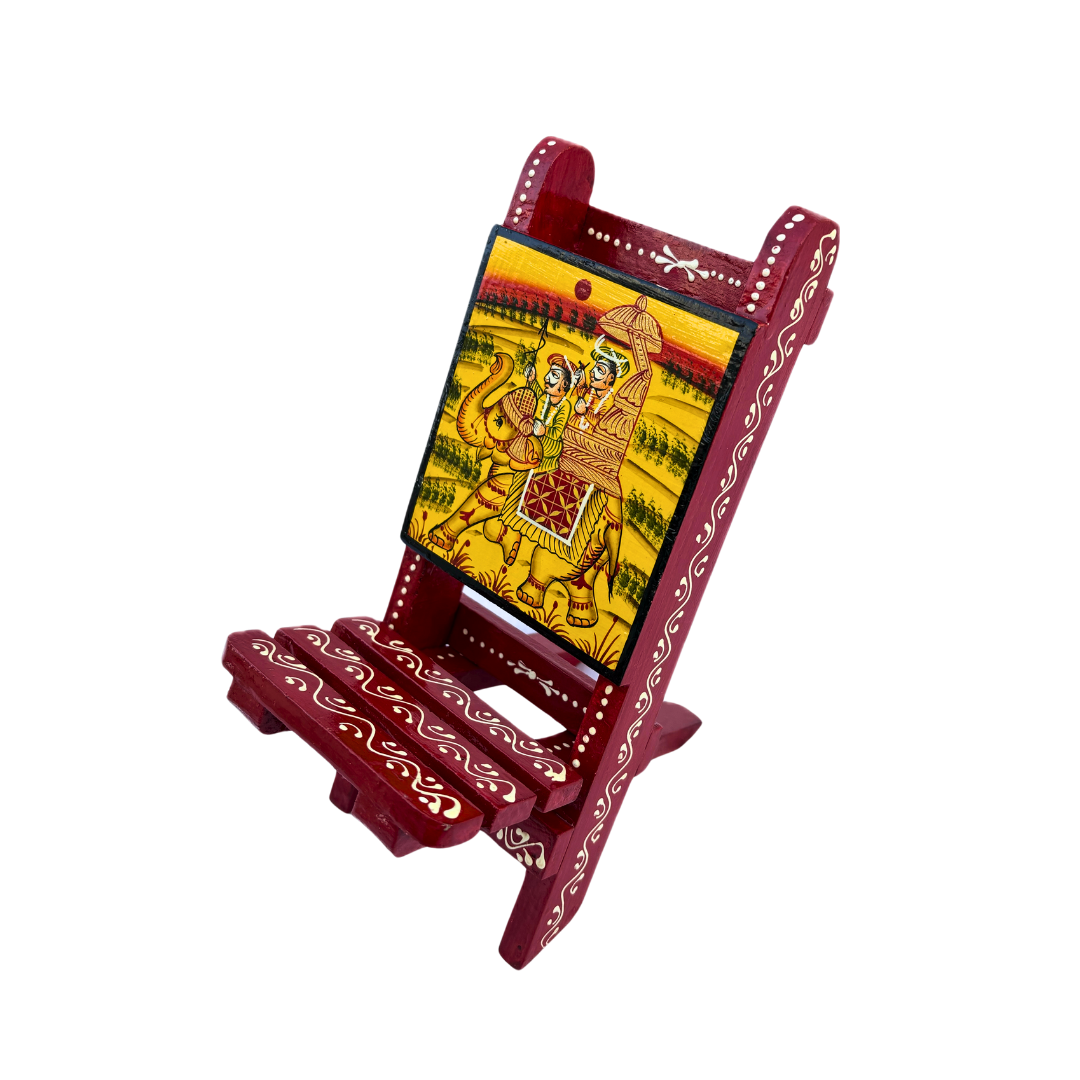 Wooden Hand painted Mobile Chair Stand | Red