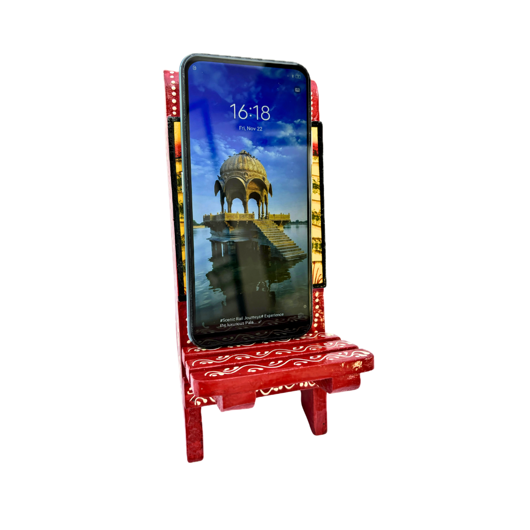 Wooden Hand painted Mobile Chair Stand | Red