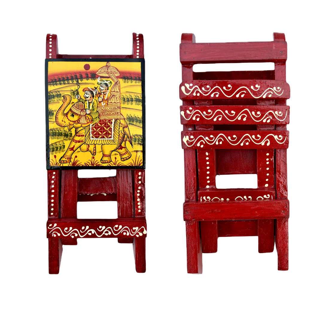 Wooden Hand painted Mobile Chair Stand | Red