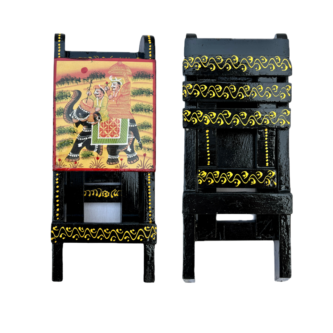 Wooden Hand painted Mobile Chair Stand | Black
