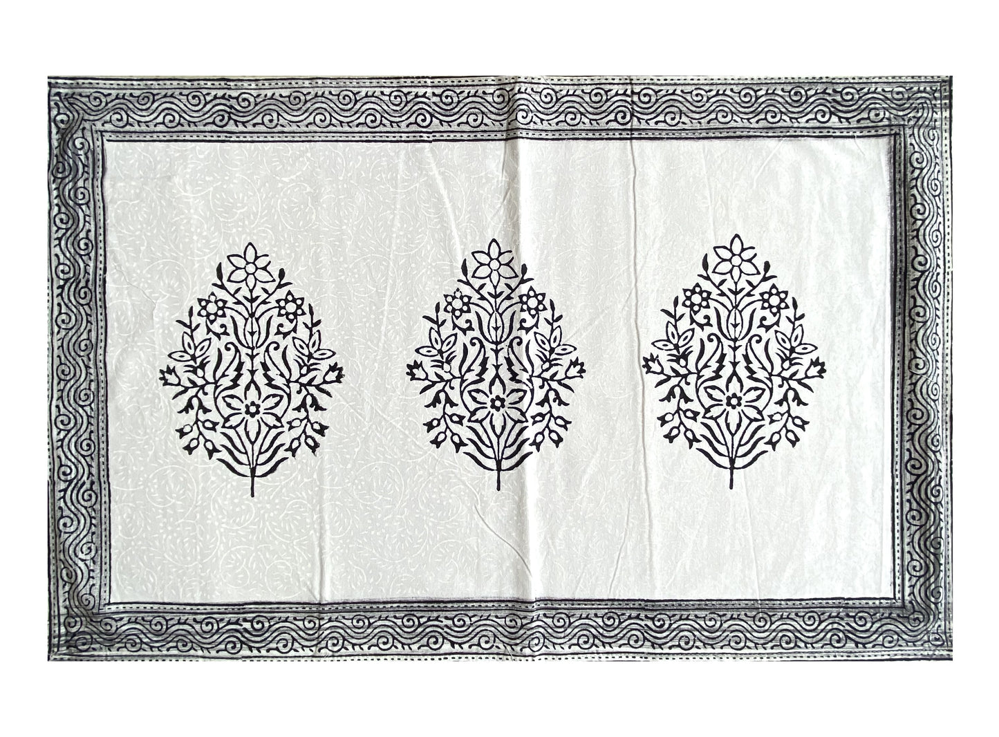 Hand Blockprinted Cotton Double Bedsheet With Pillow Covers