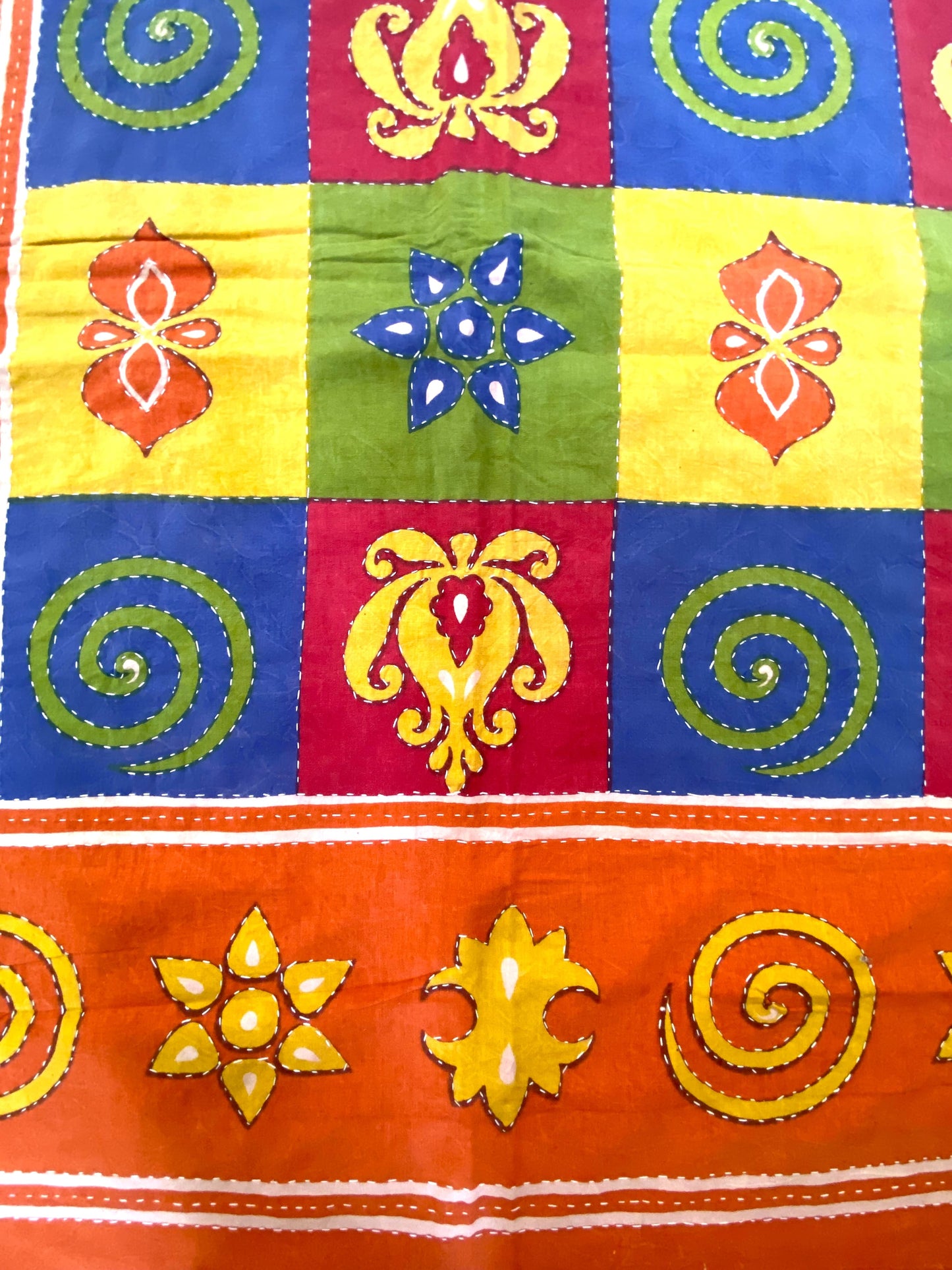 Hand made Kantha Blockprinted Cotton Bedcover
