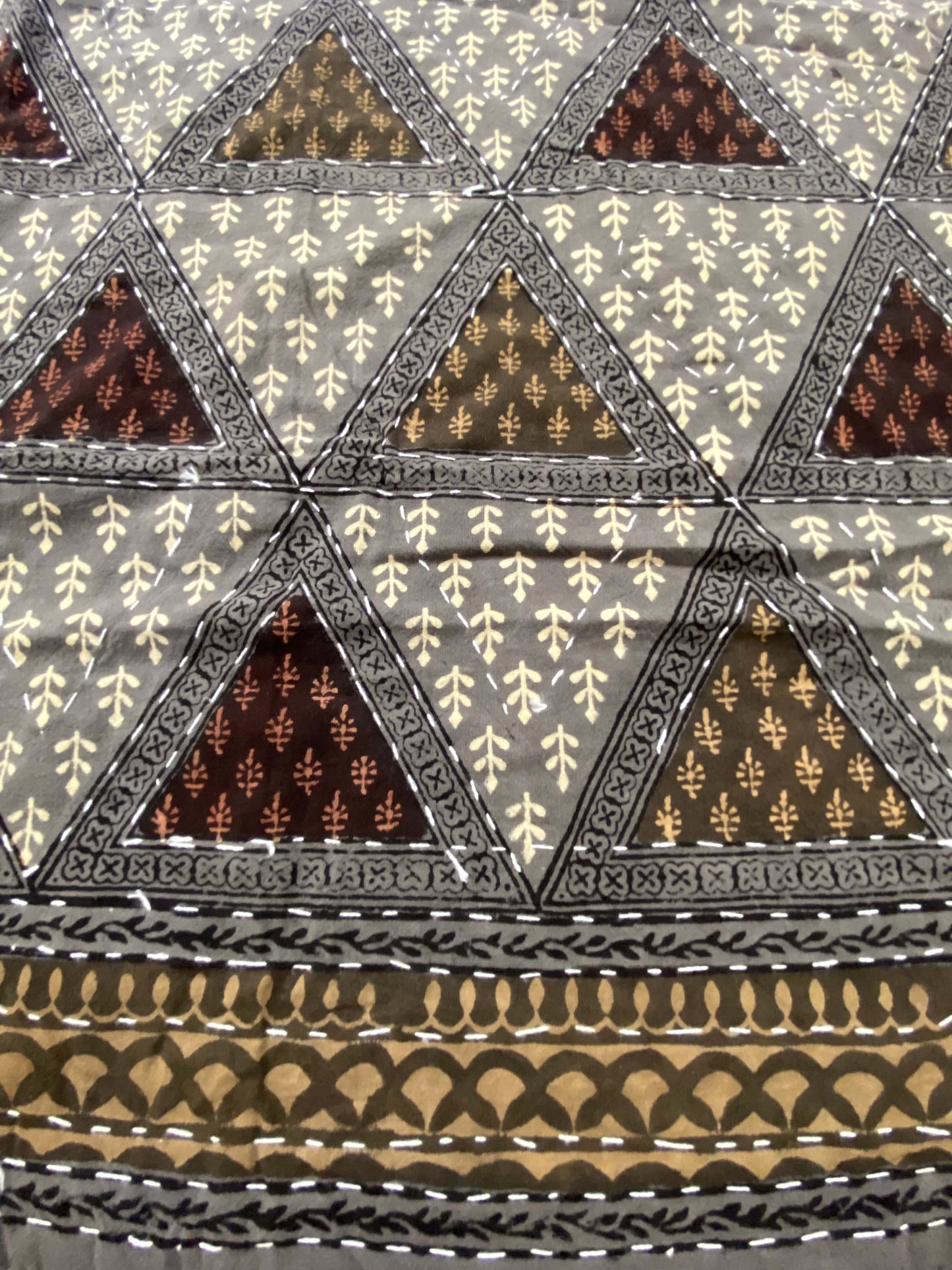 Hand made Kantha Blockprinted Cotton Bedcover