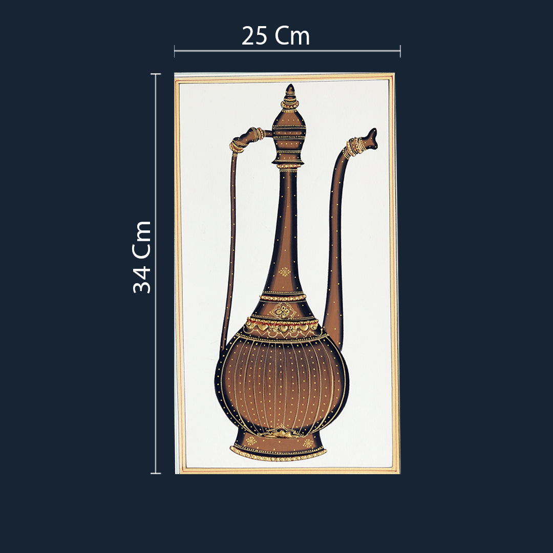 Rajasthani Miniature Handmade Painting | Surahi | Black border | White background