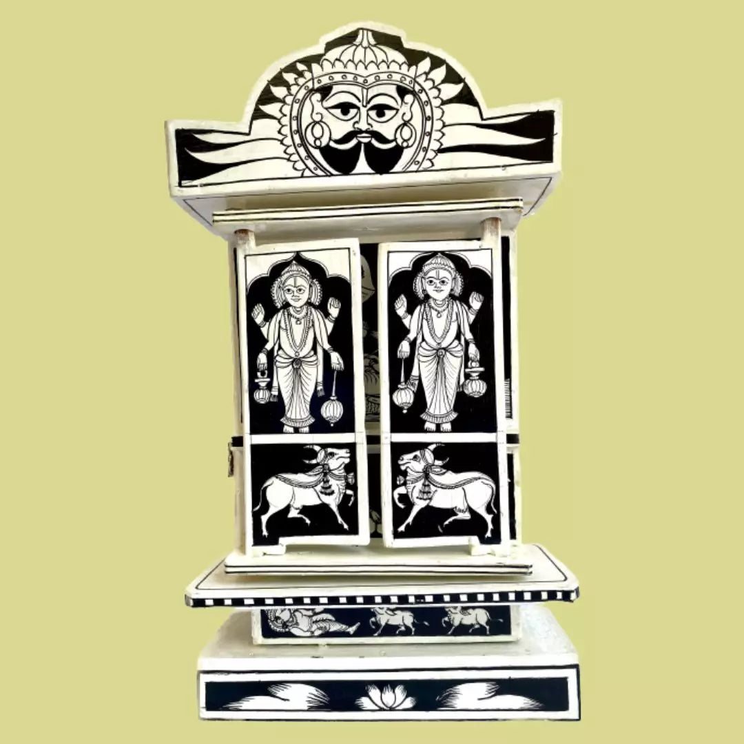 Rajasthani Kaavad Art | Large | Black and White Color