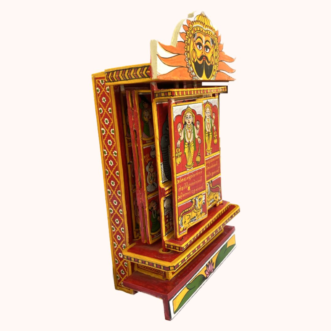 Rajasthani Kaavad Art |Marwari Kaavad with 51 stories | Orange - Multicolor | Large