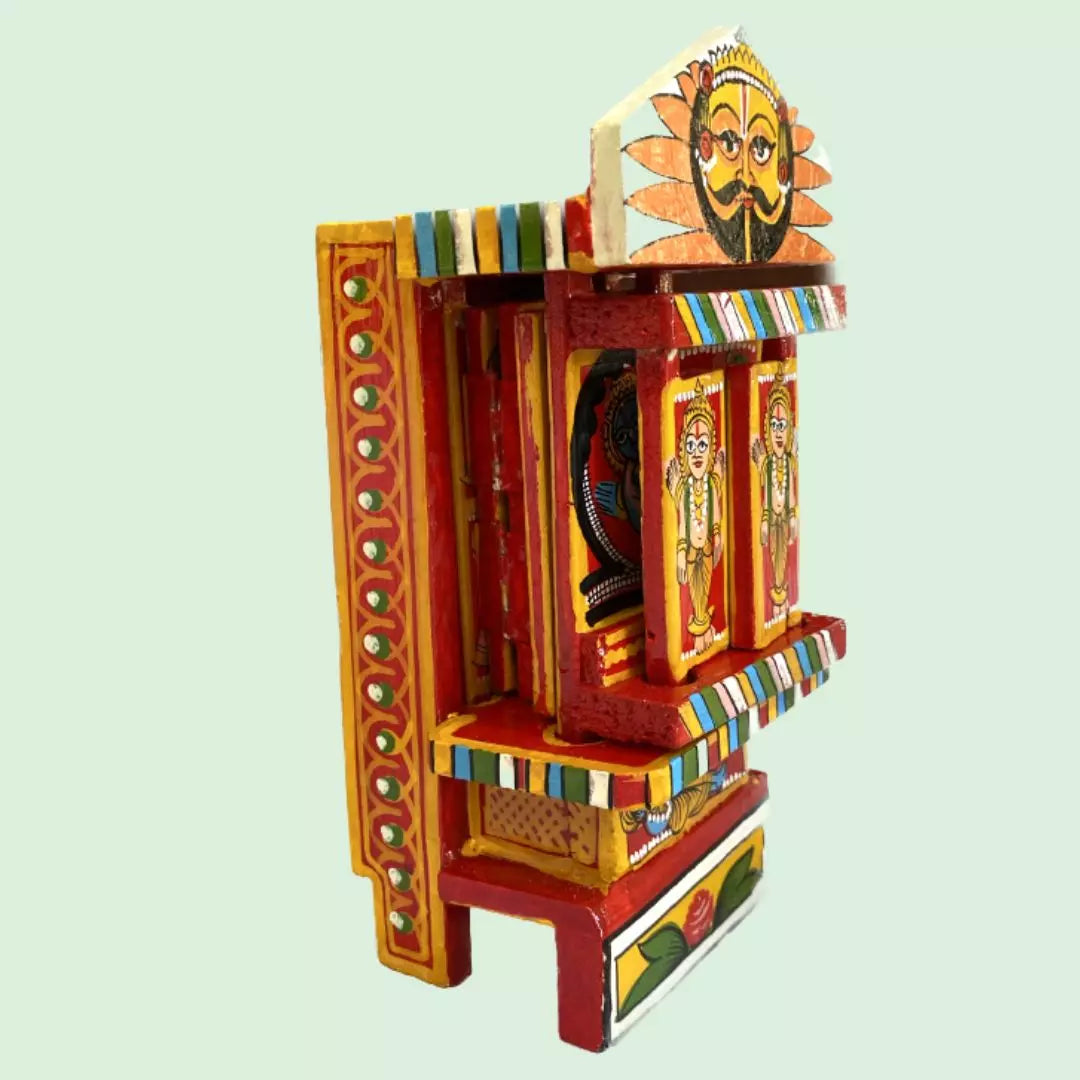 Rajasthani Kaavad Art| Ram Krishna Leela | 7 inches |Orange Color