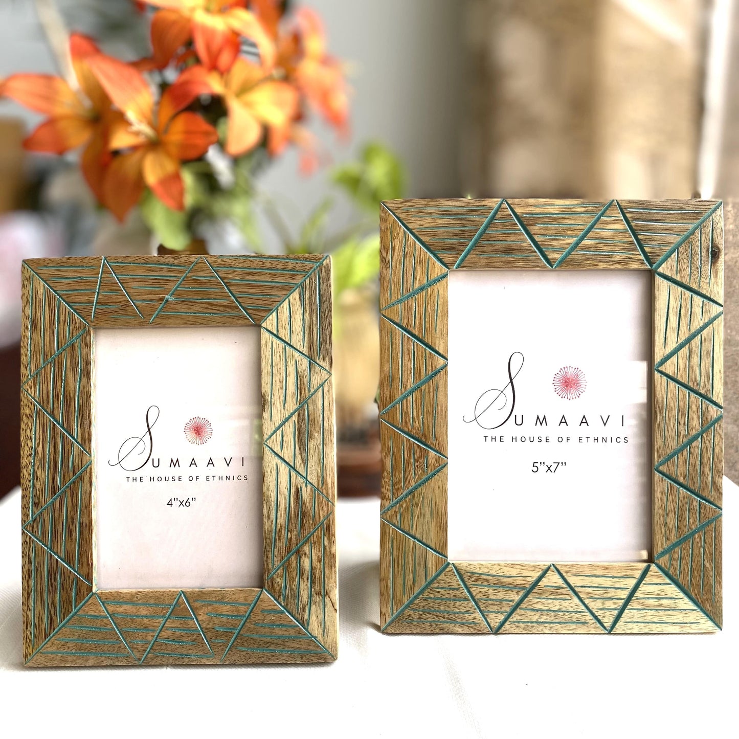 Handcrafted Carved Wooden Photo Frame 5 x 7