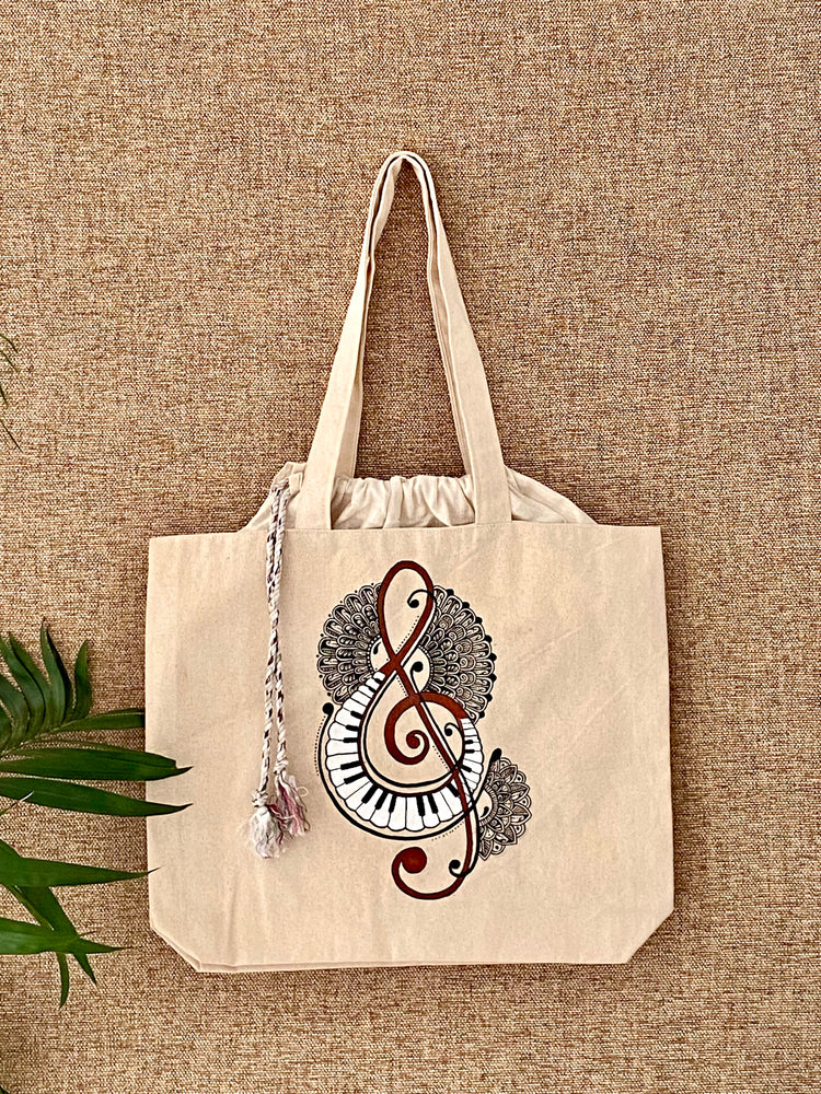 Handpainted Balloon Tote Bag - Mandala Art with Raaga Design