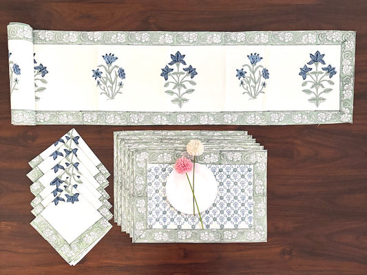 Hand Blockprinted Dining mats Napkin Runner set