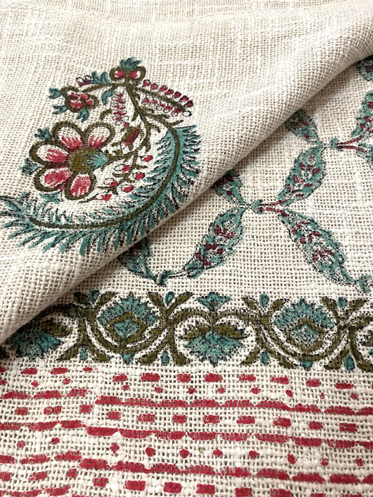 Hand Blockprinted Cotton Sofa Throws - Pink & Turquoise Floral