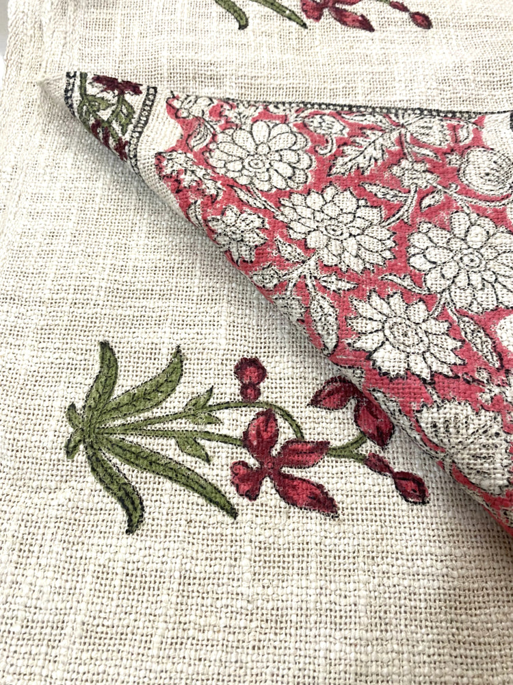 Hand Blockprinted Cotton Sofa Throws - Pink Mughlai