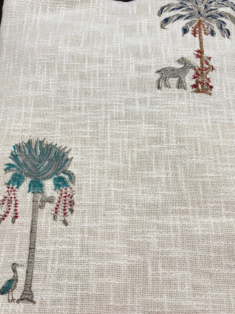 Hand blockprinted Cotton Sofa Throws-Palm tree and Deer