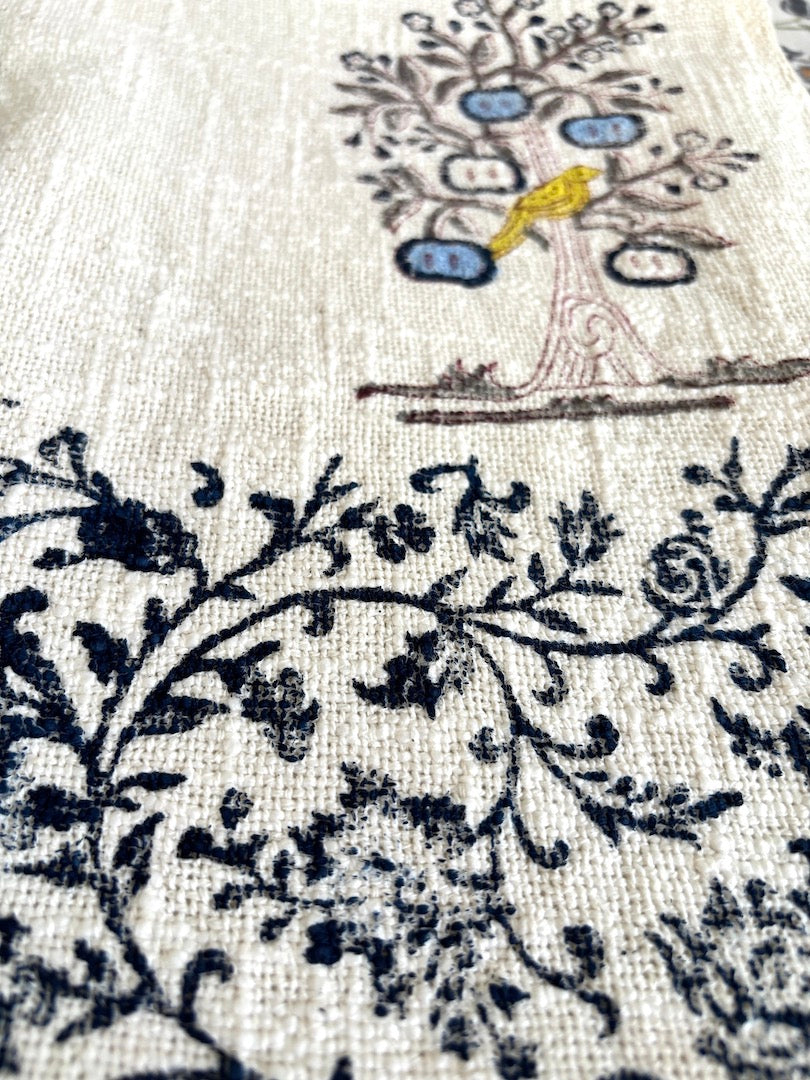 Hand block printed Cotton Sofa Throws-Blue Floral
