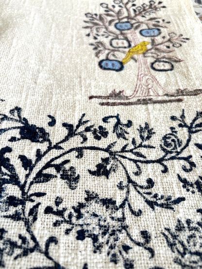 Hand block printed Cotton Sofa Throws-Blue Floral