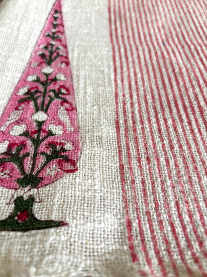 Hand block printed Cotton Sofa Throws-Pink Mughlai