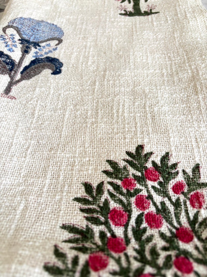 Hand block printed Cotton Sofa Throws-Pink Green Tree