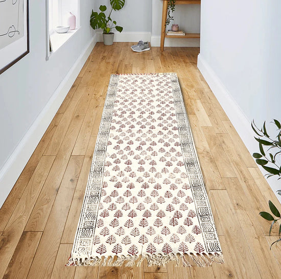 Hand block printed cotton Yoga mat-Brown and Black