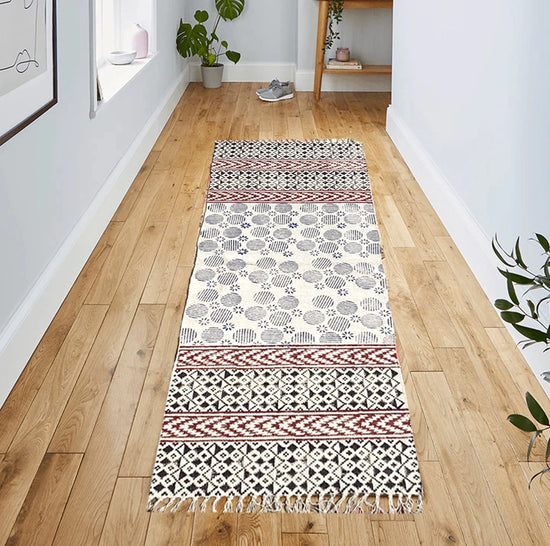 Hand block printed cotton Yoga mat-Multicolor