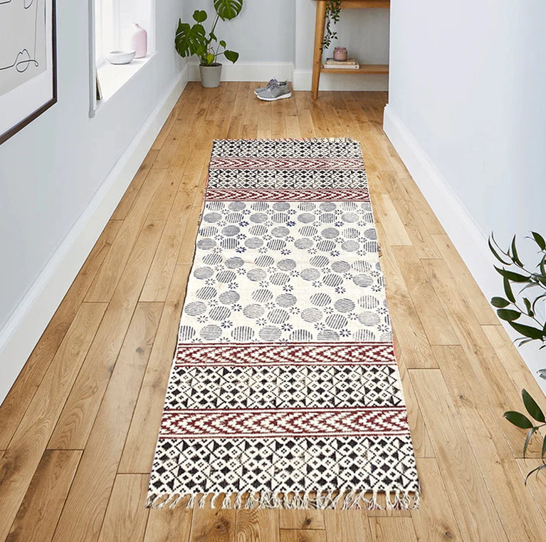 Hand block printed cotton Yoga mat-Multicolor