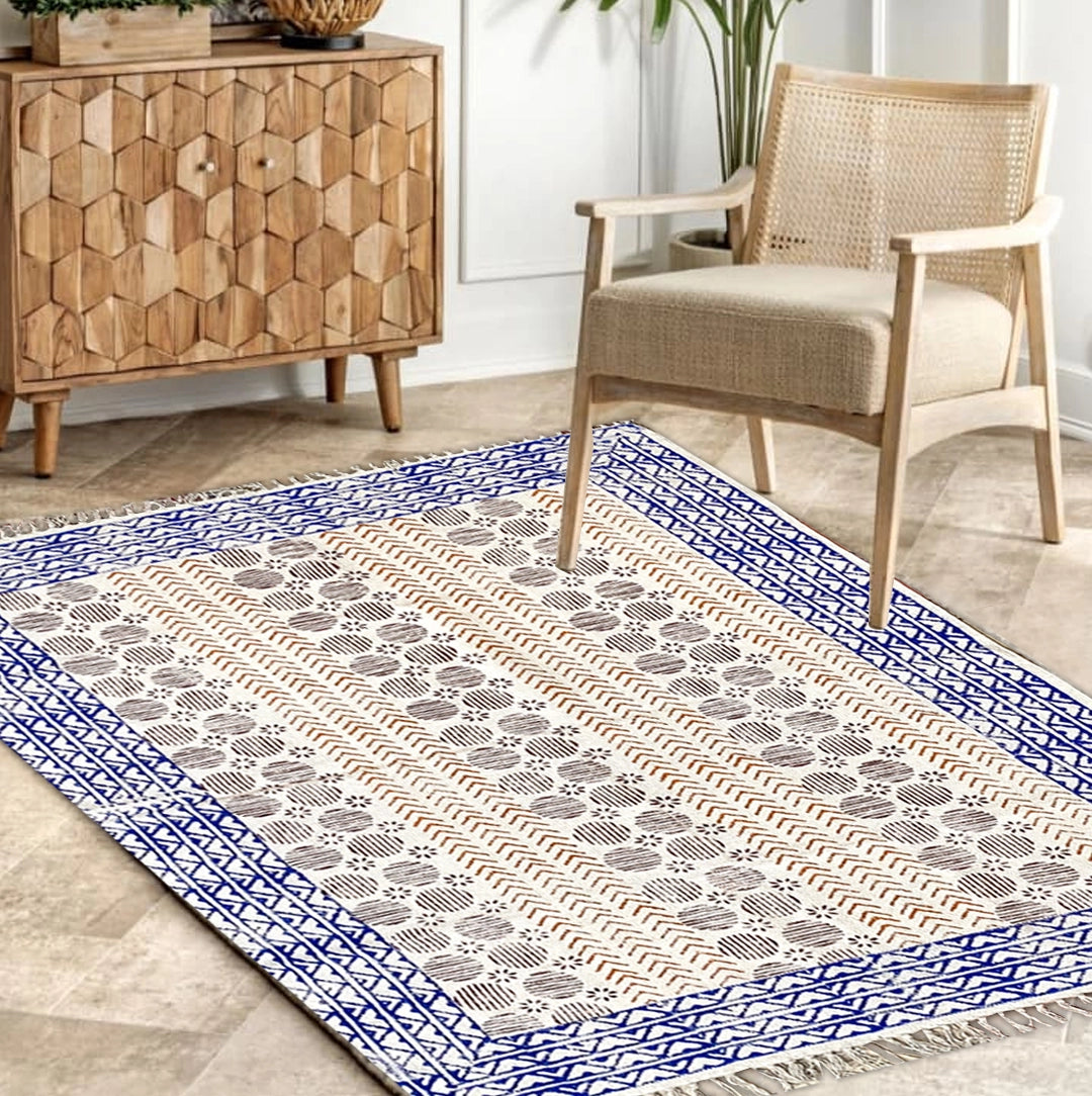 Multicolor printed cotton rug