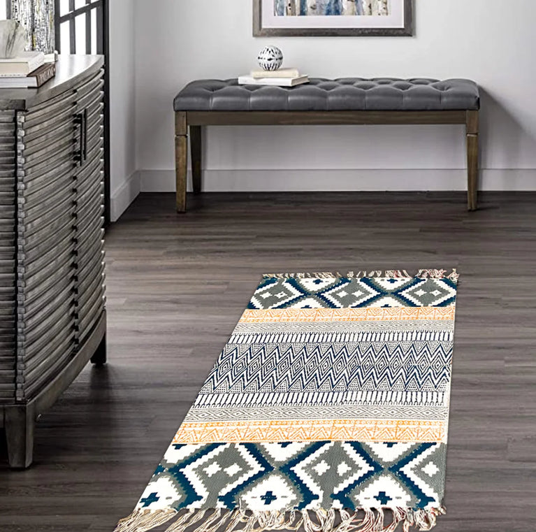 Small multicolor cotton rug