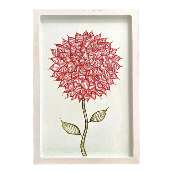 Handpainted Wooden Wall Plate - Tray - Dahlia