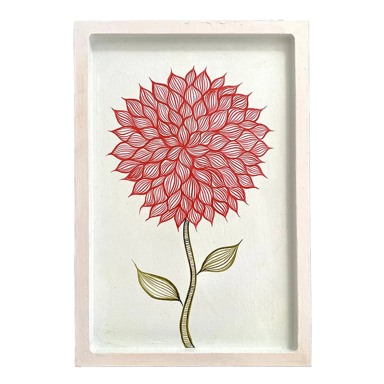 Handpainted Wooden Wall Plate - Tray - Dahlia