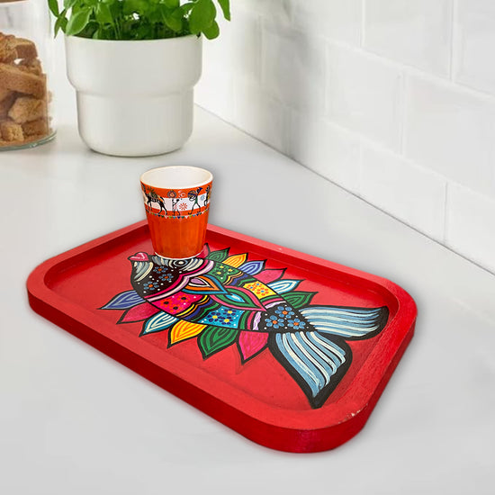 Handpainted Wall Plate-Rectangular - Red Fish