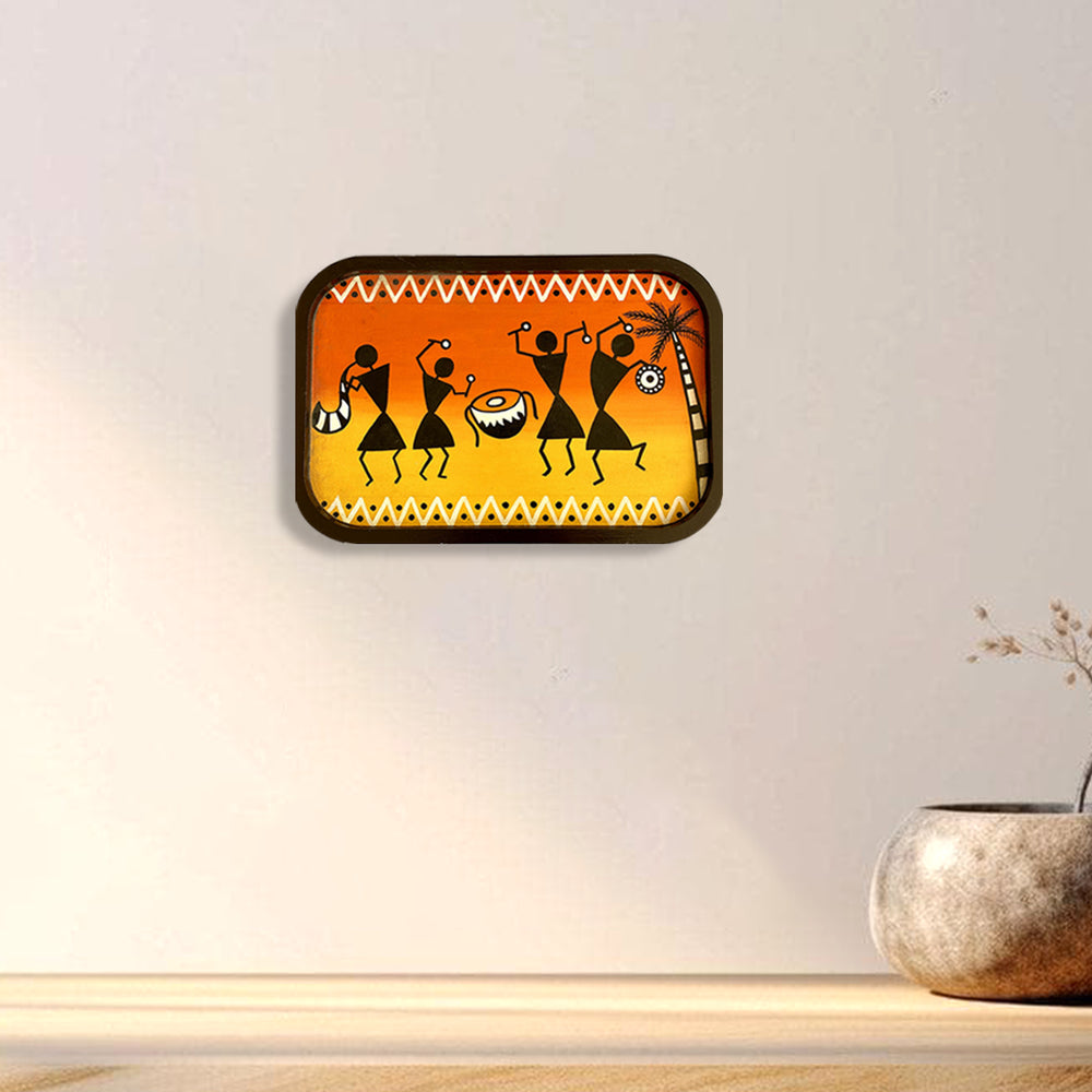 Handpainted Wall Plate-Rectangular-Worli Art