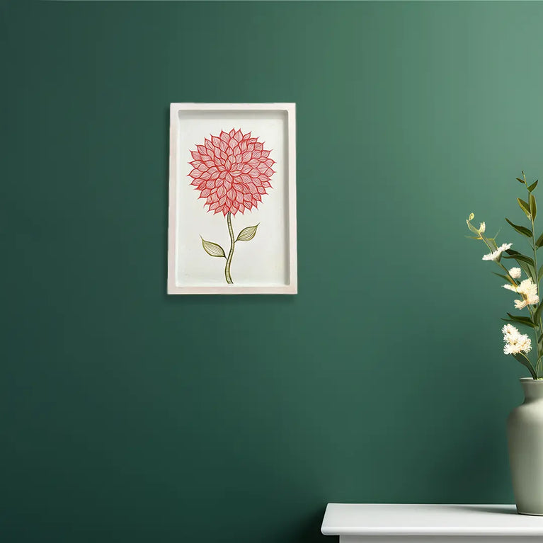 Handpainted Wooden Wall Plate - Tray - Dahlia