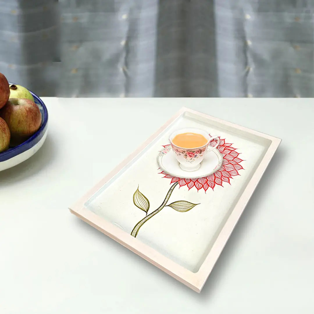 Handpainted Wooden Wall Plate - Tray - Dahlia