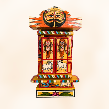 Rajasthani Kaavad Art | 11 inches | Ram Krishna Leela | Yellow Colour