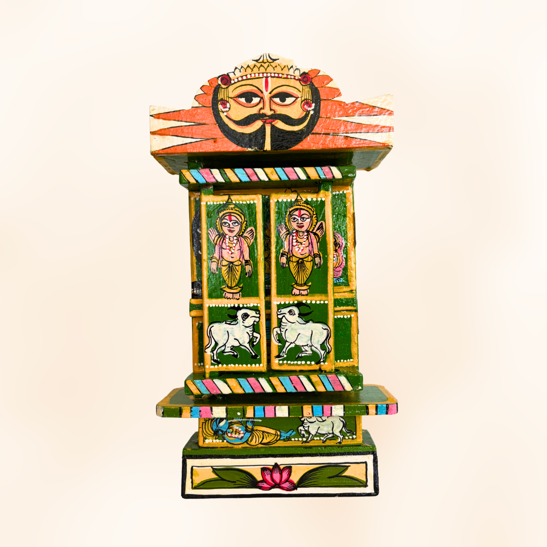 Rajasthani Kaavad Art | 11 inches | Ram Krishna Leela | Green Colour