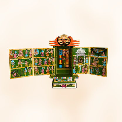 Rajasthani Kaavad Art | 11 inches | Ram Krishna Leela | Green Colour