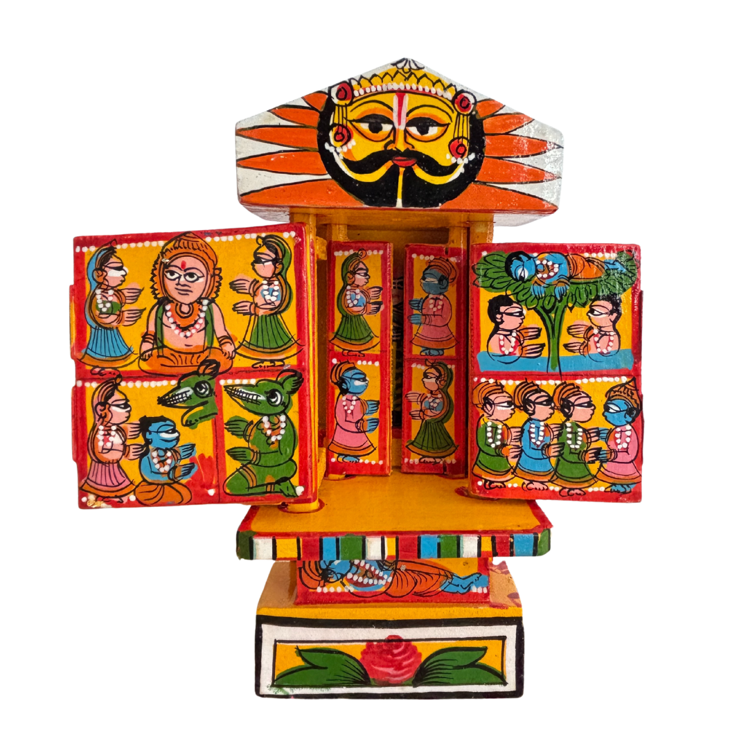 Rajasthani Kaavad Art| Ram Krishna Leela | 7 inches |Yellow Color