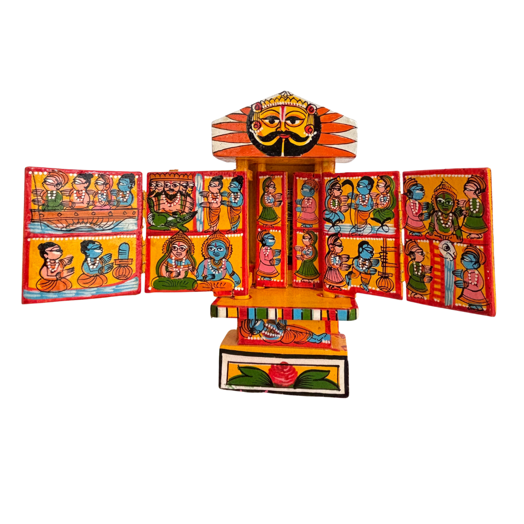 Rajasthani Kaavad Art| Ram Krishna Leela | 7 inches |Yellow Color