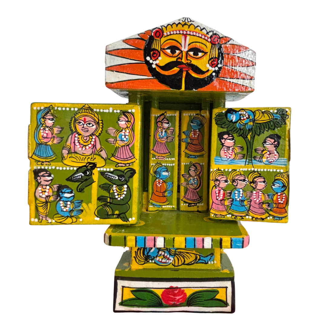Rajasthani Kaavad Art| Ram Krishna Leela | 7 inches |Green Colour